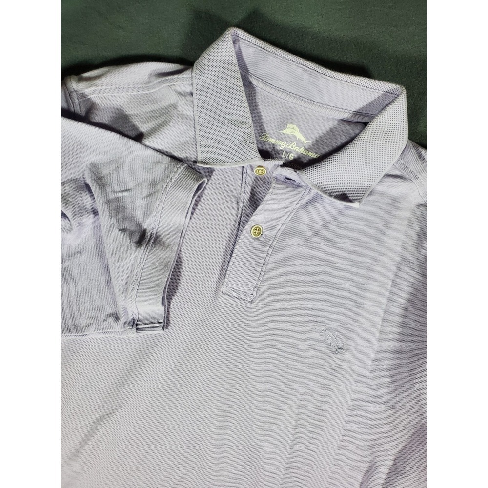 Tommy Bahama Polo Shirt Men's Size L Light Purple Short Sleeve Logo Embroidered